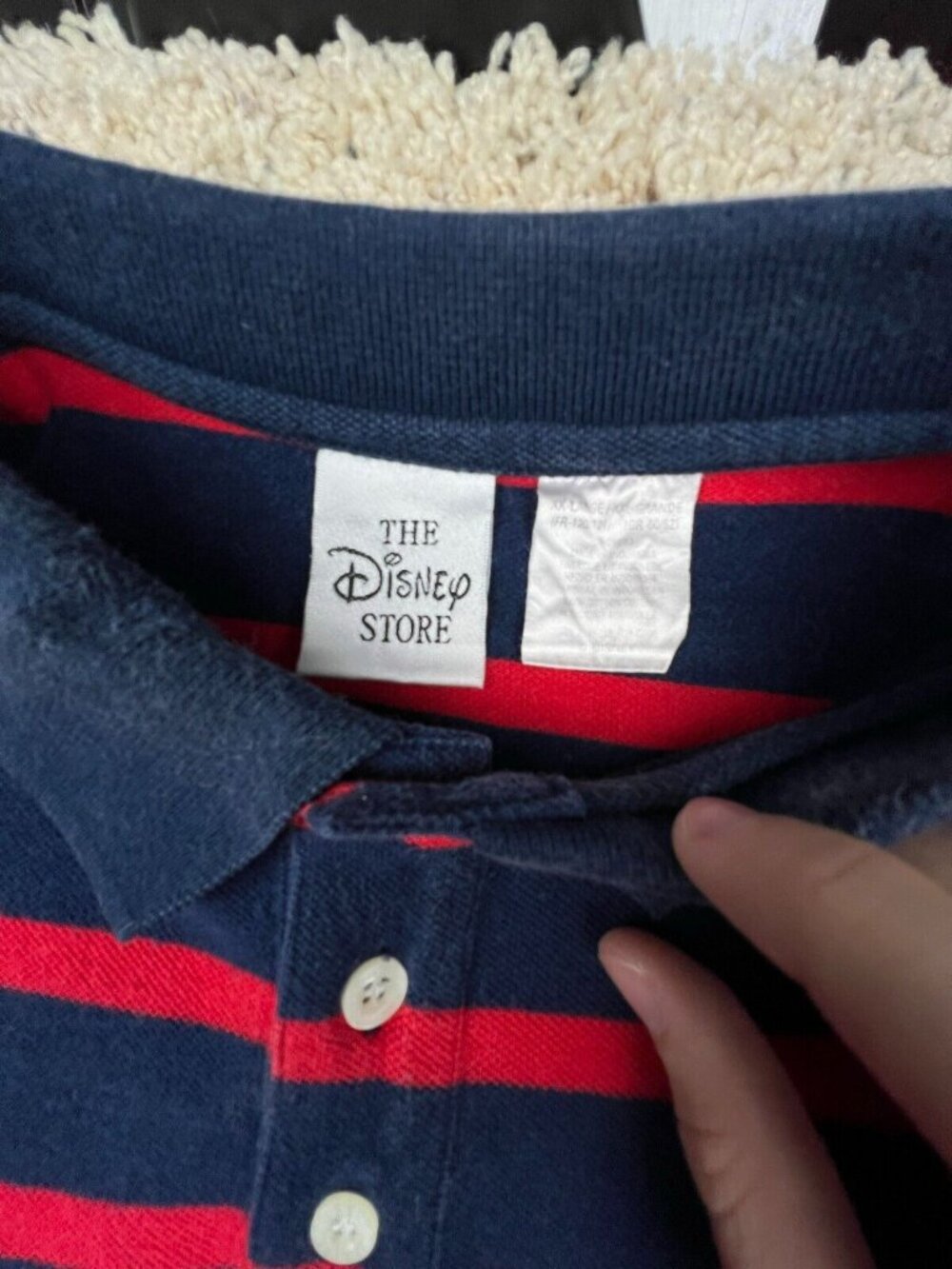 VTG Disney Store Mickey Mouse Men's Polo Shirt Striped Embroidered Emblem 2XL - Picture 6 of 8